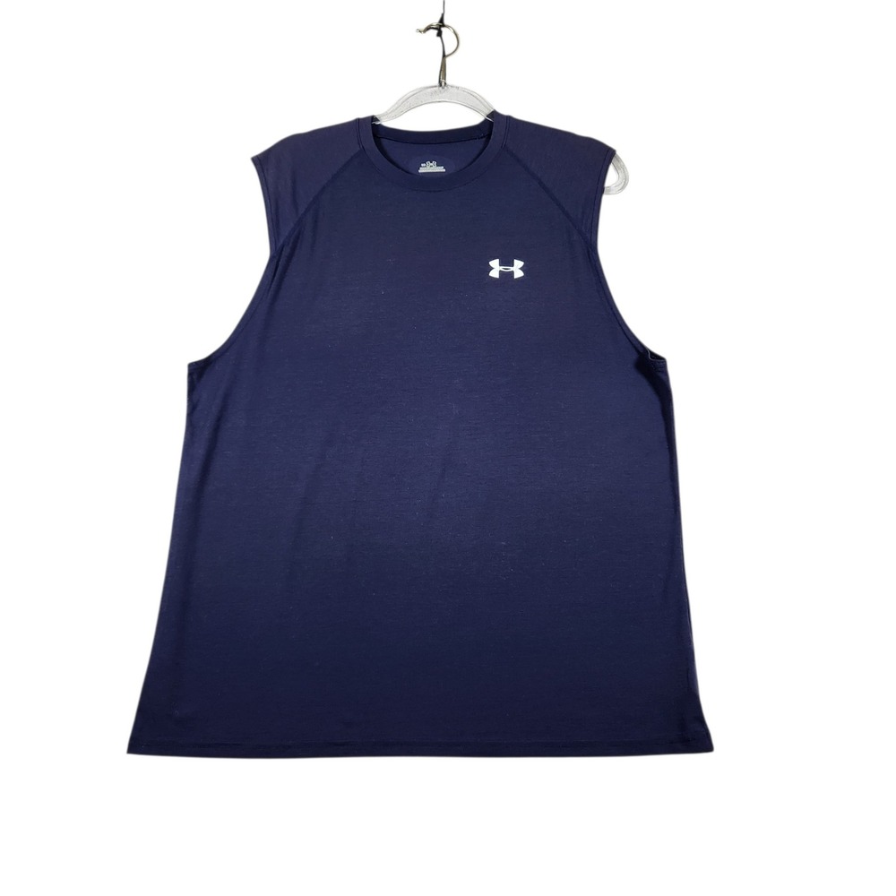 Under Armour Muscle Tank Mens Medium Navy Blue Sleeveless Lightweight